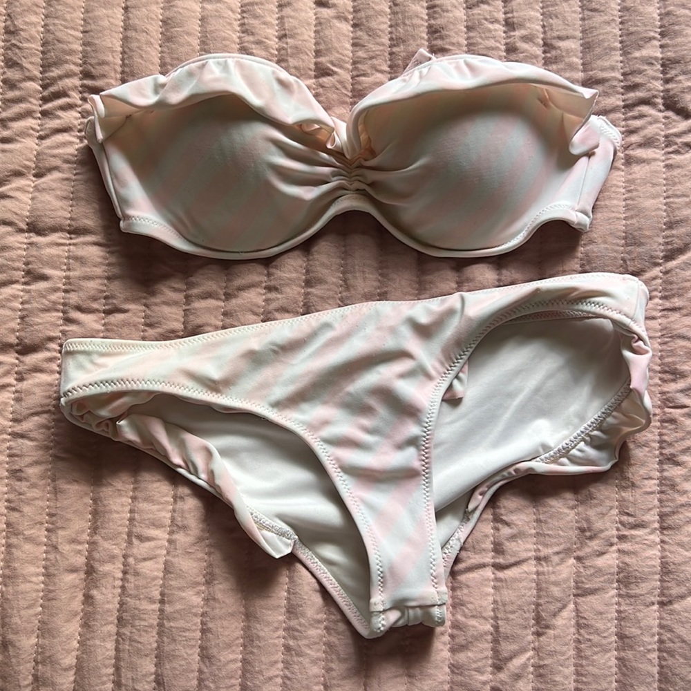 VS pink and white stripped bathing suit